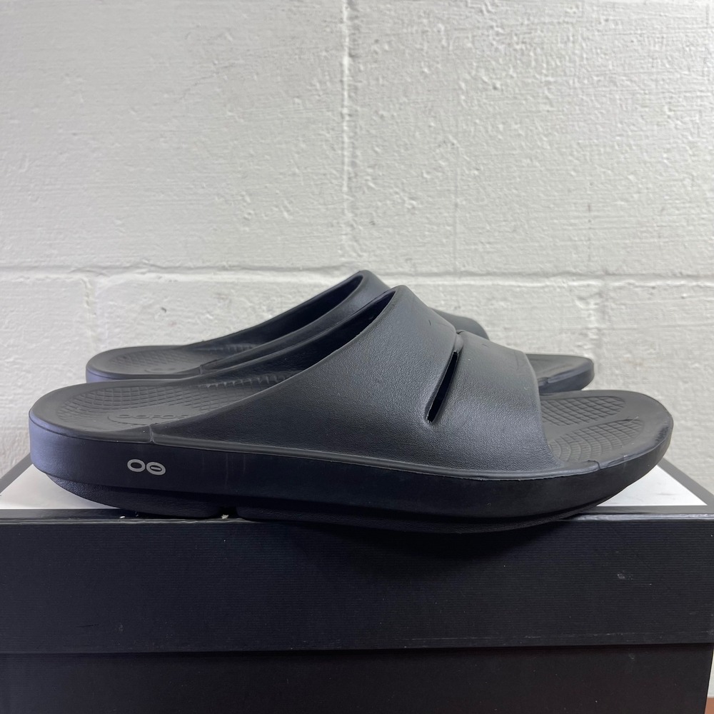 Oofos OOahh Black Sport Recovery Slides Sandals Slip On Men's Size 13 US/46‎ EU
